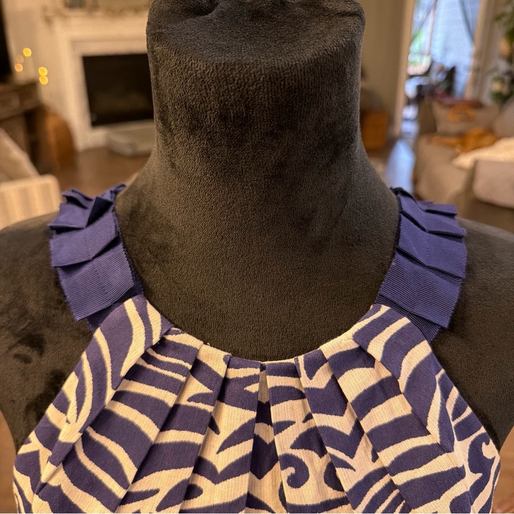 ANTONIO MELANI Navy and White Patterned Midi Dress - Picture 4 of 9